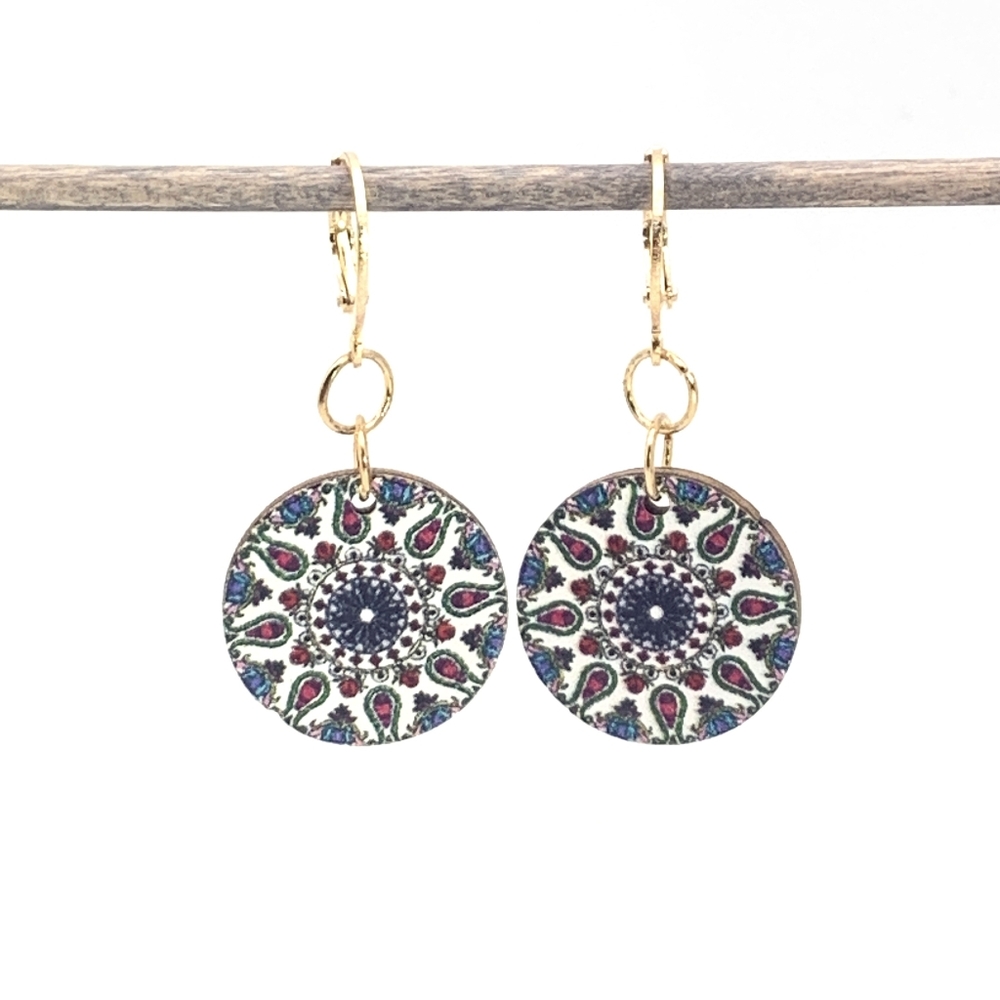 Boho Wooden Mandela Dangle Earrings